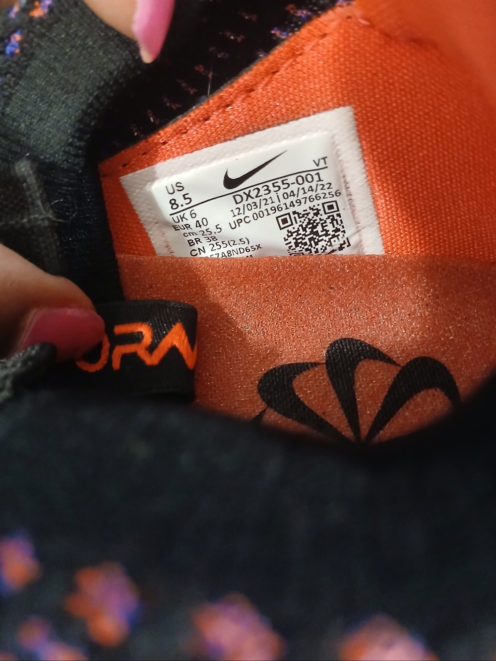 Nike VaporMax  Black Knit Sneakers with Purple, Pink & Orange Accents - Picture 9 of 9